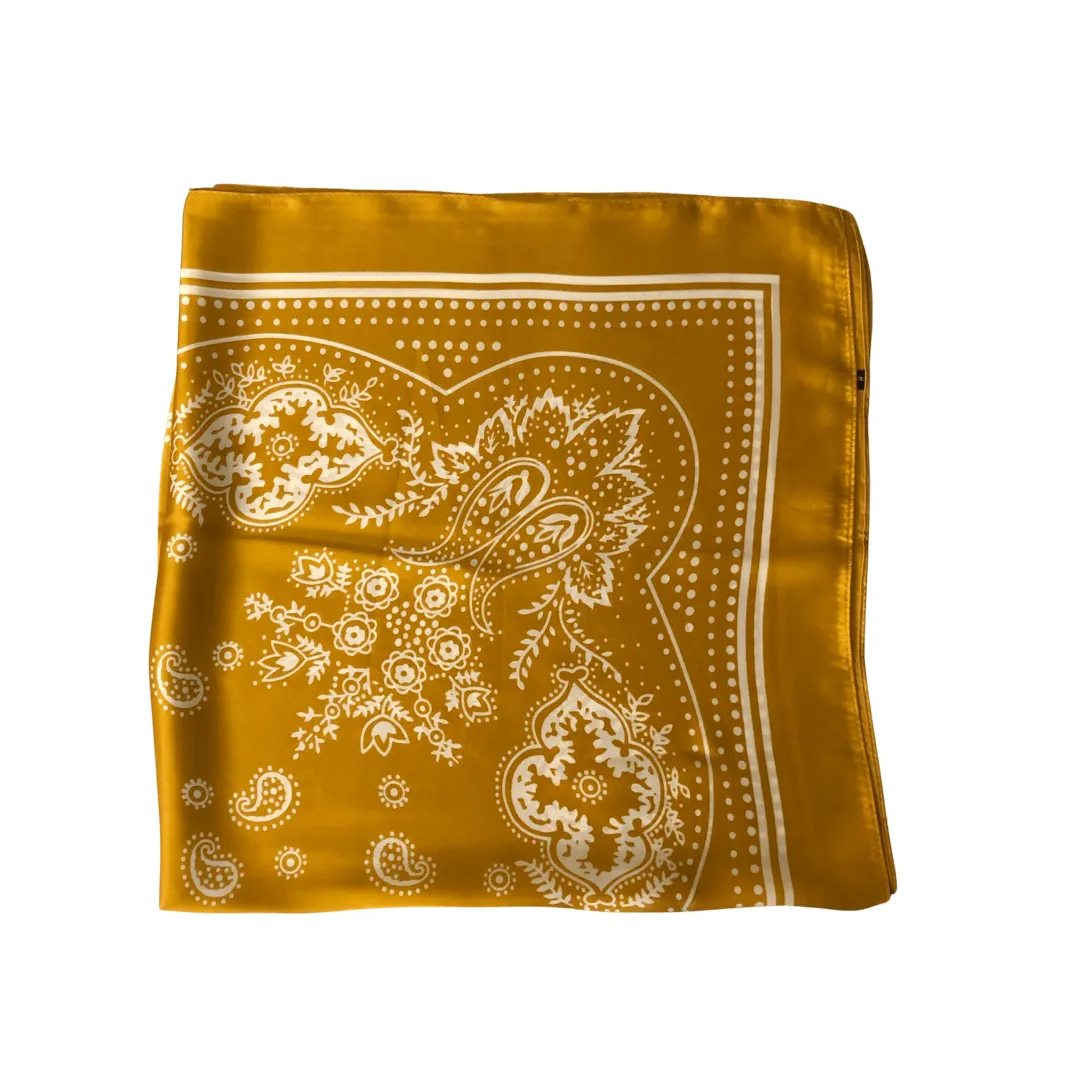 Paisley Necktie Poly Silk Scarf - Mustard