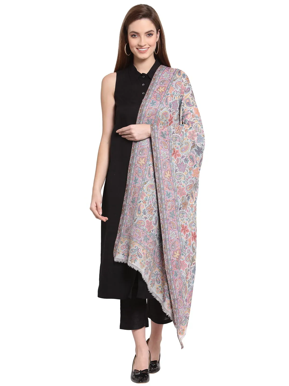Paisley Woven Design Wool Shawl