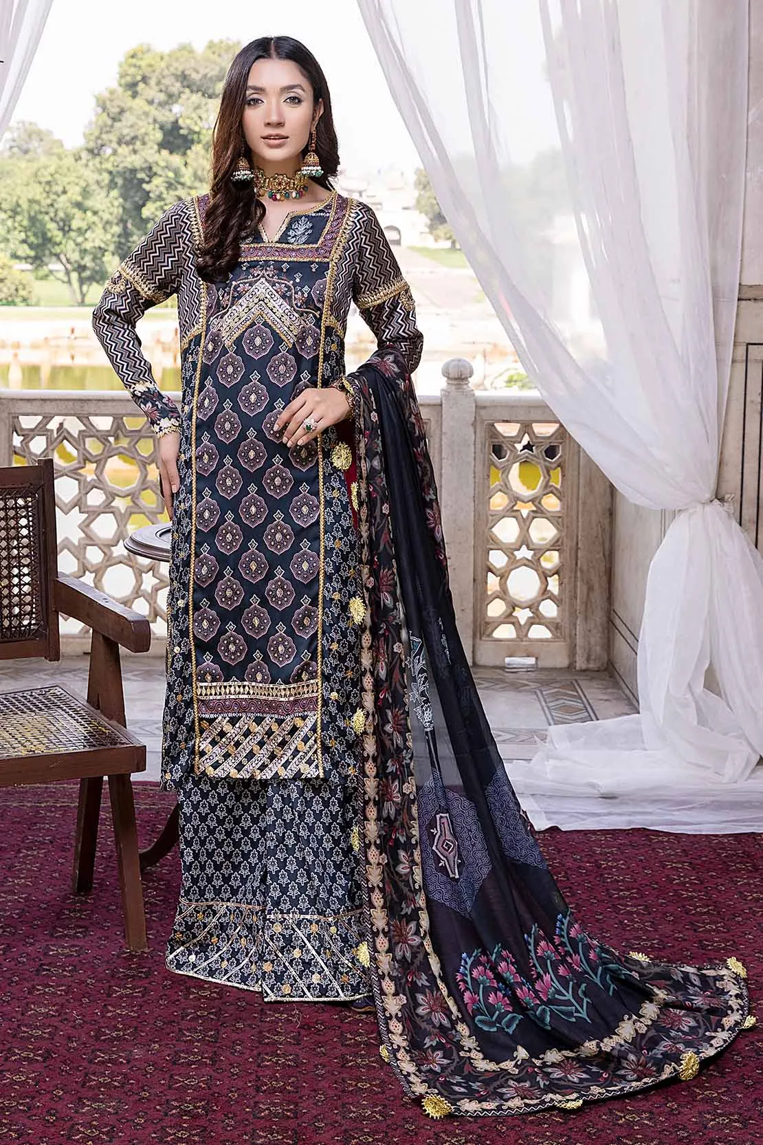 Pakistani Blue Silk Salwar Kameez for Party Wear #PN578