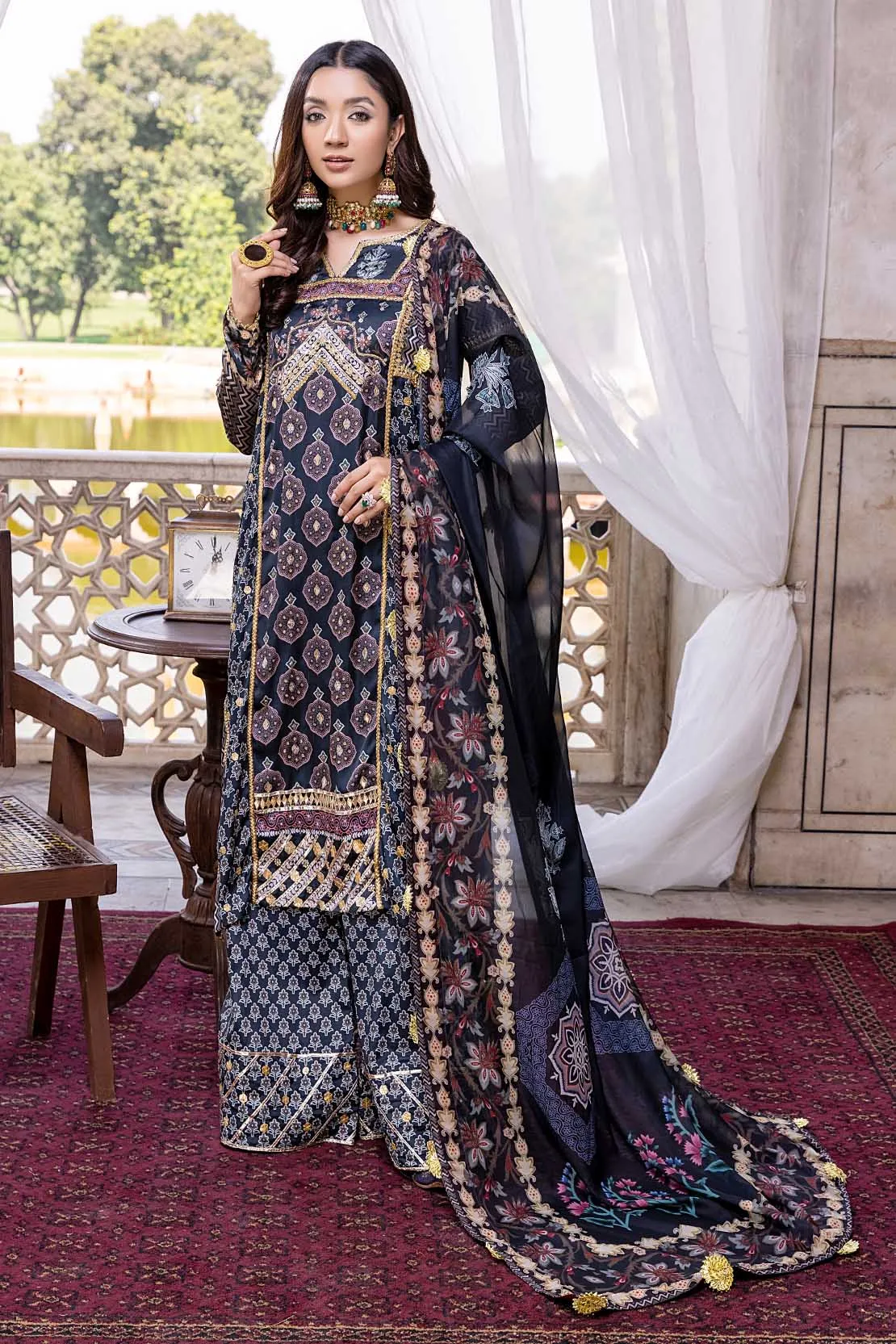 Pakistani Blue Silk Salwar Kameez for Party Wear #PN578
