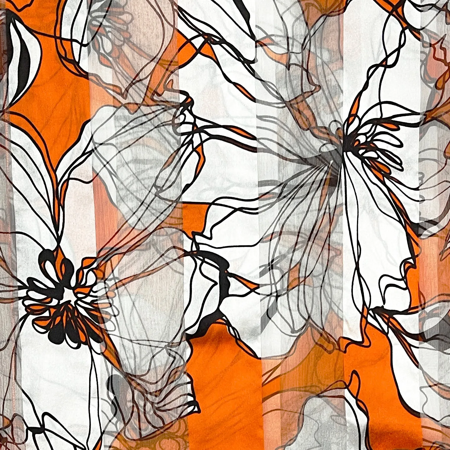 Paris Mode Orange Floral Silk Scarf