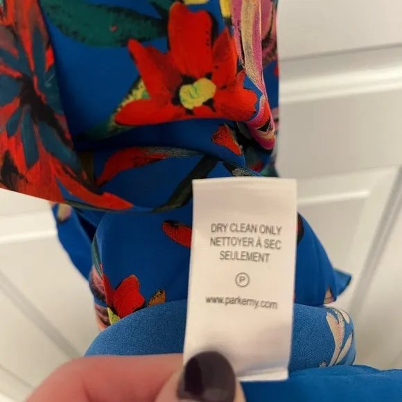Parker - Royal Blue Floral-Print Halter Hi-Lo Maxi Dress - Size 4 - Like New