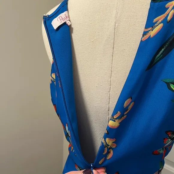 Parker - Royal Blue Floral-Print Halter Hi-Lo Maxi Dress - Size 4 - Like New