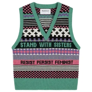 Patchwork Lambswool Tank Top in Forest Green