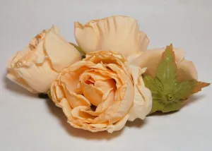 Peach Large Poly Silk Rose Bud Heads 12pcs