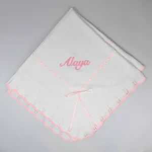 Personalised Shawl / Blanket - Spanish Knit for Baby Girls