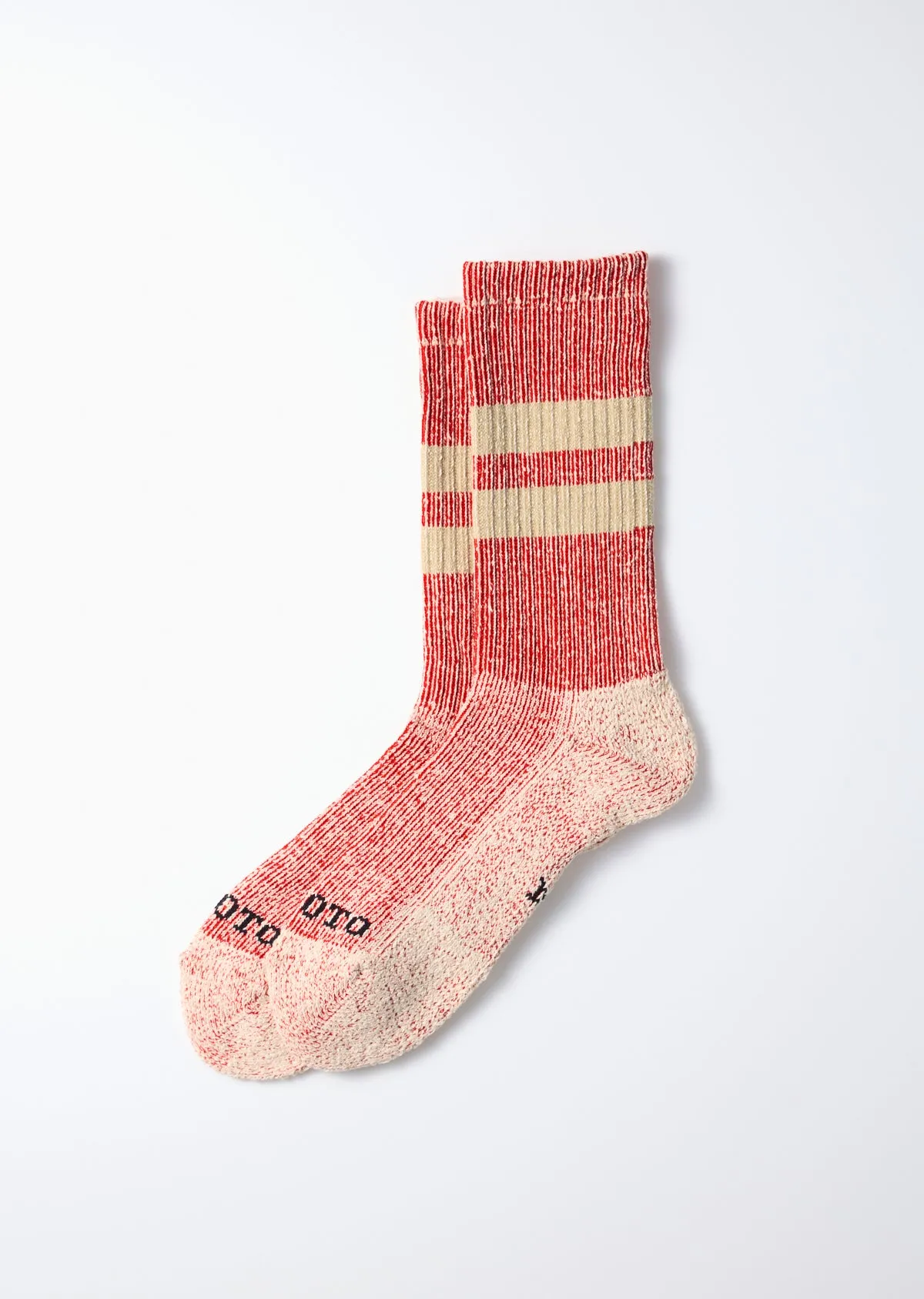 Pile Stripe Marl Socks - Red/Beige