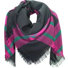 Pink and green Plaid Shawl