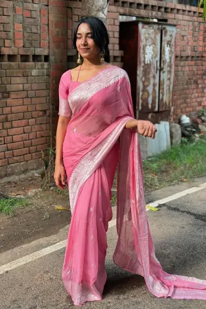 Pink Awesome Soft Silk Saree
