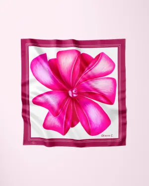 PINK BOW Designer 100% Silk Art-A-Porte Scarf Magenta Border