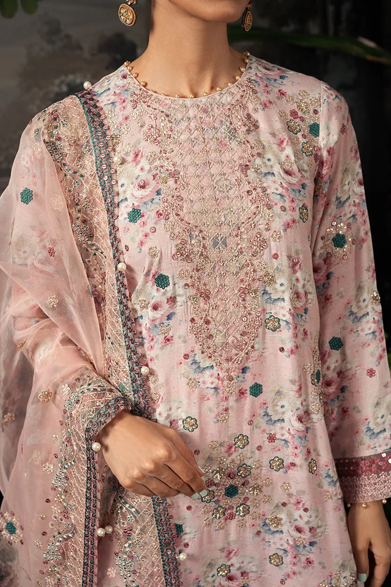 PINK CARNATION-3PC SILK  EMBROIDERED SUIT