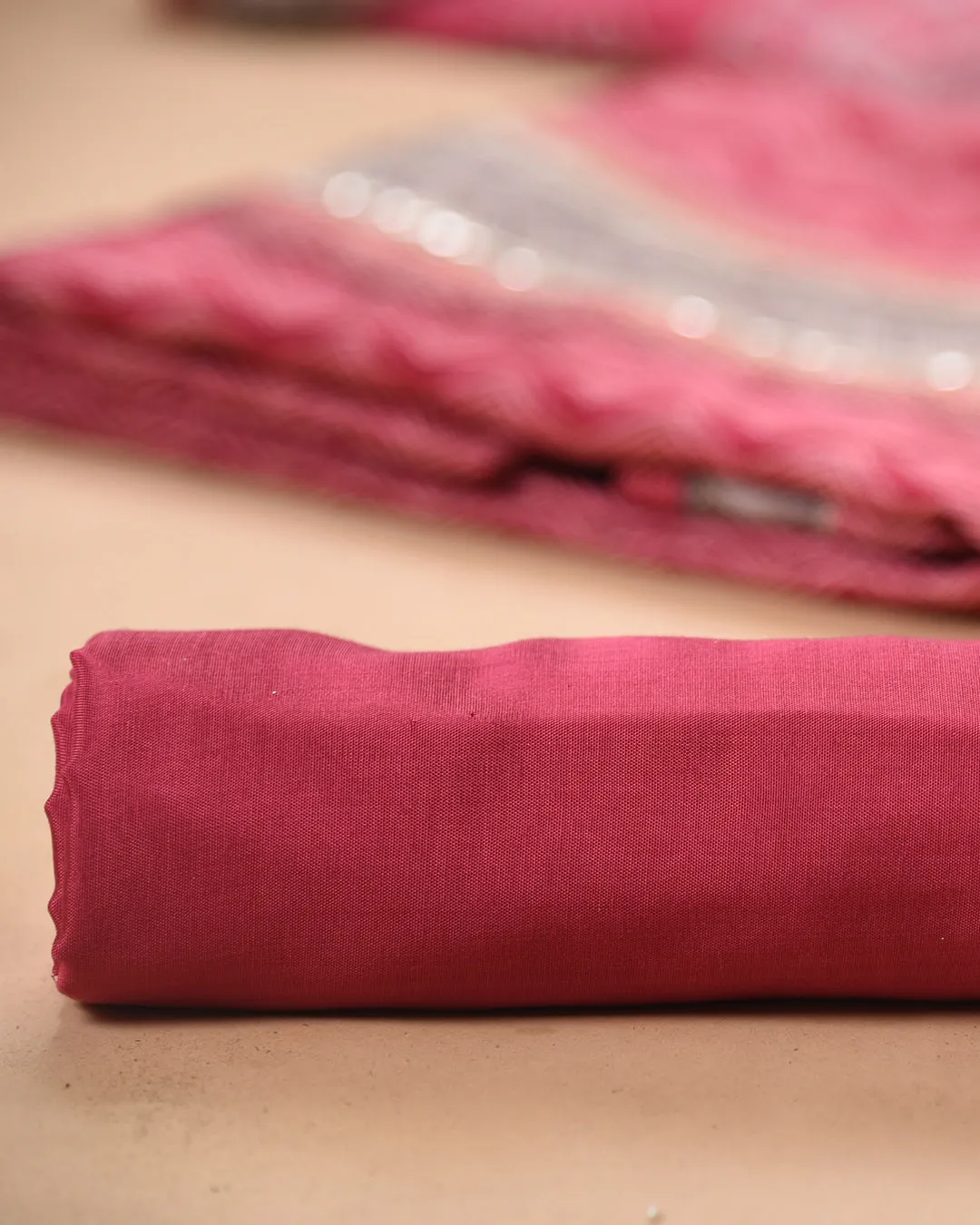 Pink Chanderi Silk Blend Printed With Embroidery Unstitched Suit Fabric Set With Chanderi Silk Blend Printed Dupatta