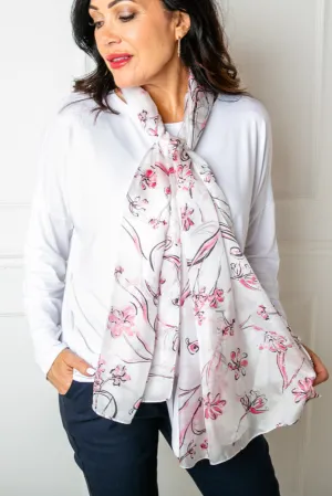 Pink Cherry Blossom Silk Scarf