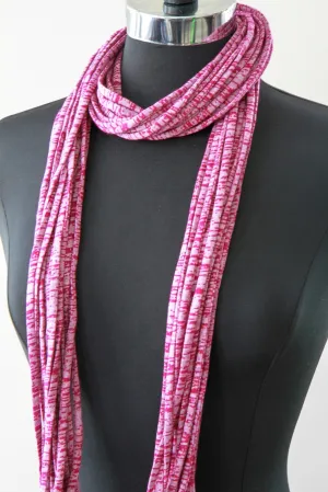 Pink Infinity Scarf Necklace 'Marbled Cranberries'