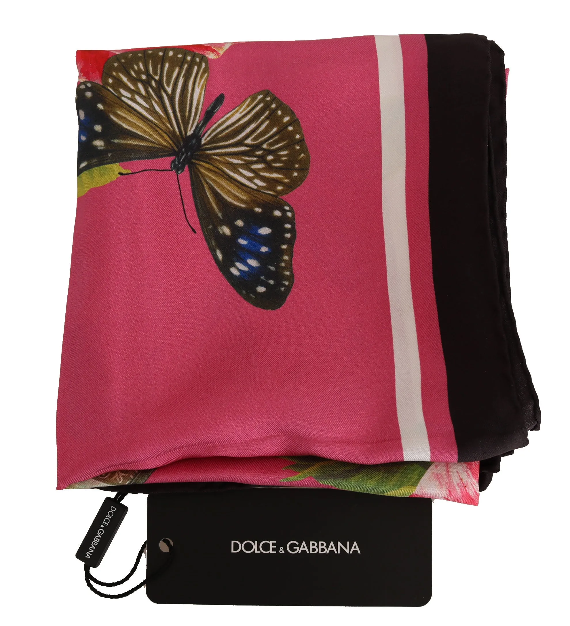 Pink Silk Floral Butterfly Shawl Scarf