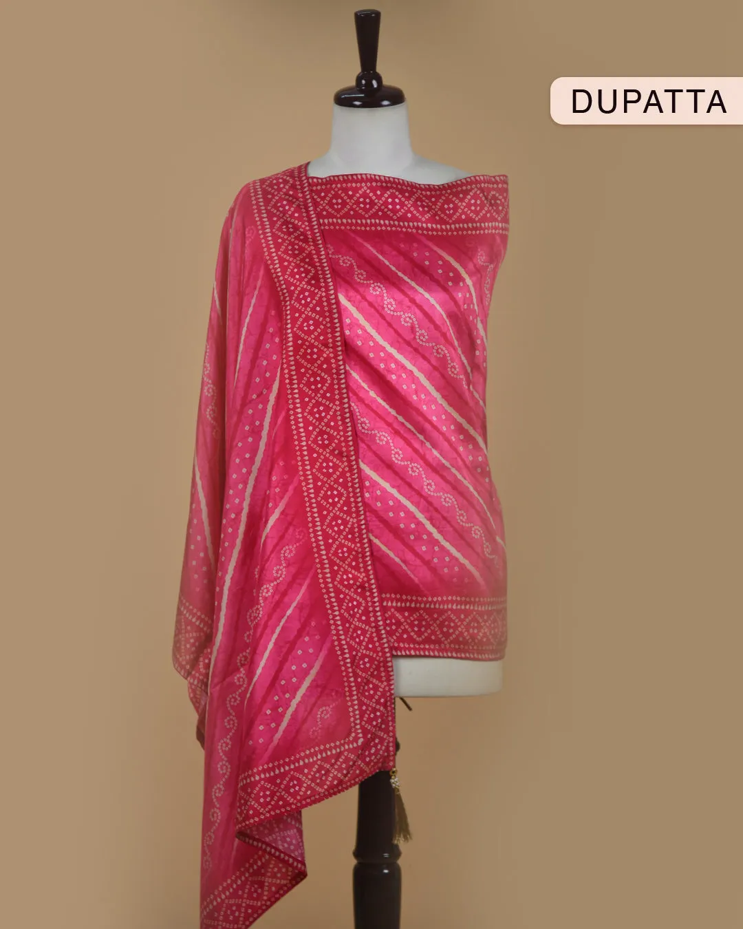 Pink Silk Viscose Blend Printed With Embroidery Unstitched Suit Fabric Set With Silk Viscose Dupatta