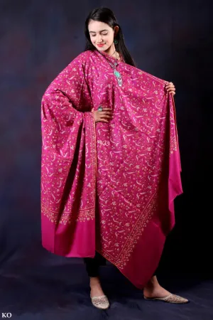 Pink Sozni Embroidered Handwoven Pashmina Shawl