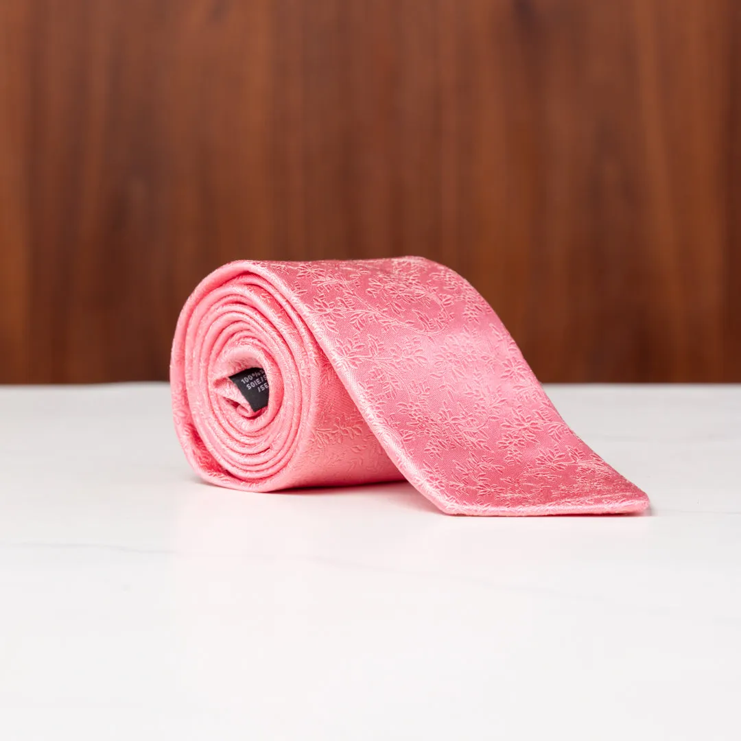 Pink Subtle Floral Silk Necktie