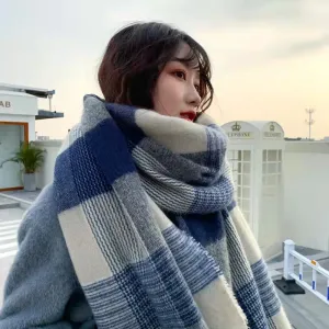 Plaid Scarf Thickened For Warmth