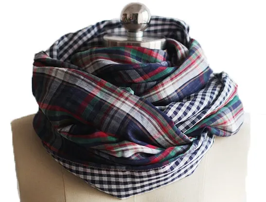 Plaid/Gingham Cotton Infinity Scarf