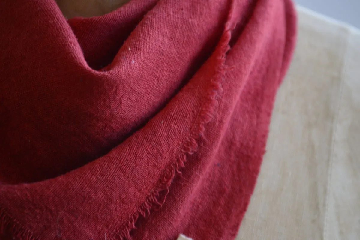Poppy Red Solid Naturally Dyed Raw Silk Bandana