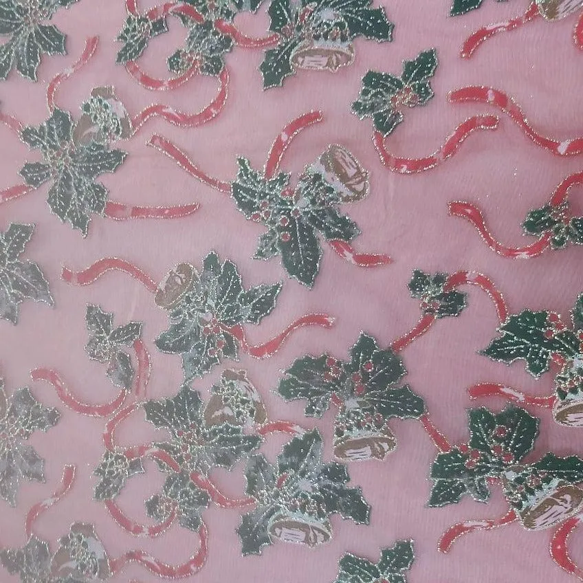 Printed Christmas Organza Fabric 150 cm