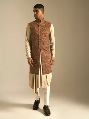 Printed Long Jawahar Jacket With Loop Buttons
