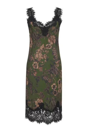 Printed Megan Slip Dress Sage Botanical