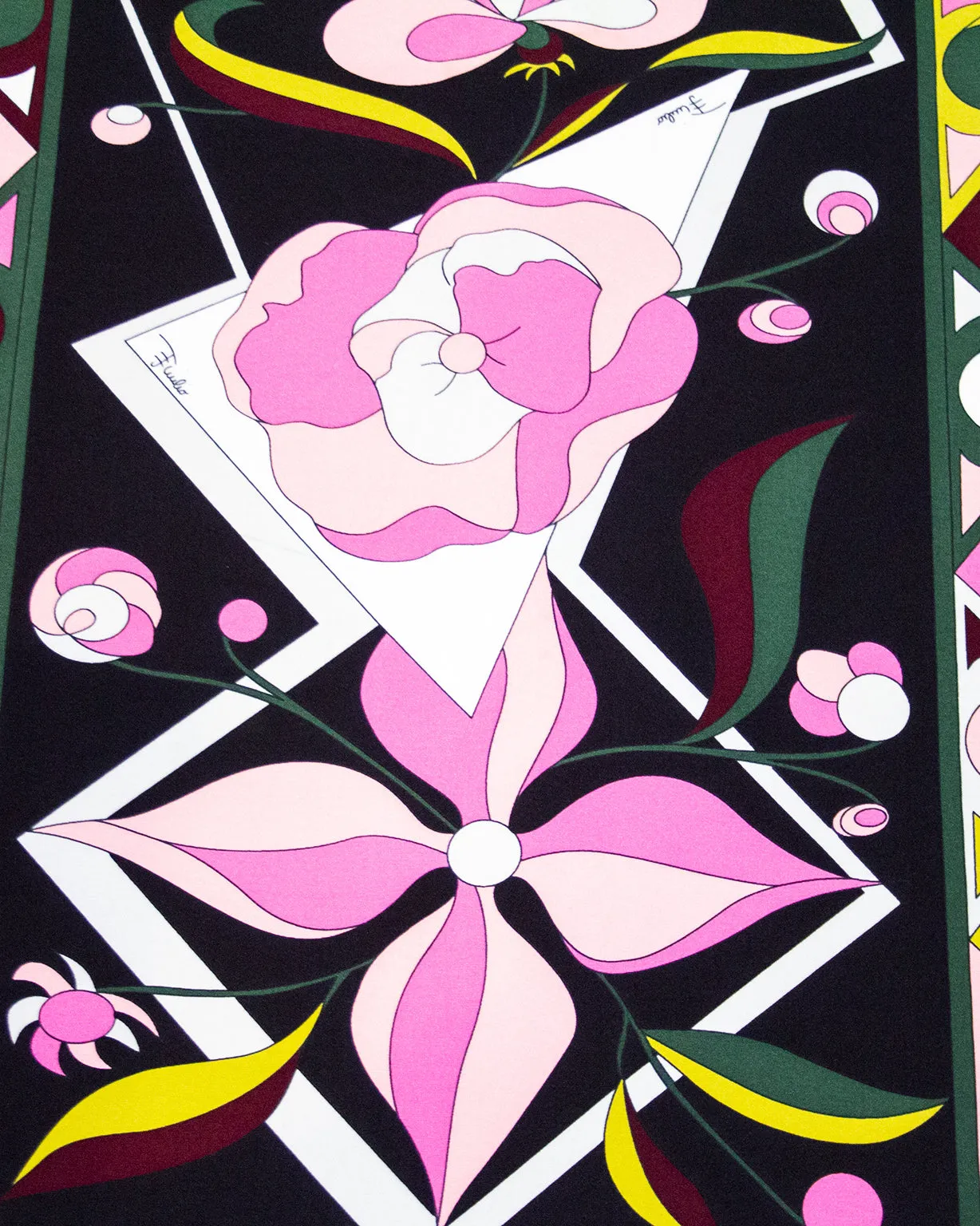 Printed Narrow Silk Scarf with Flowers