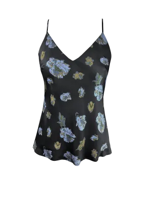 Printed Silk Cami Black Flora Garden