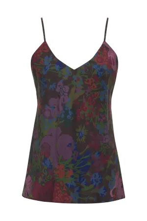 Printed Silk Cami Chocolate Winter