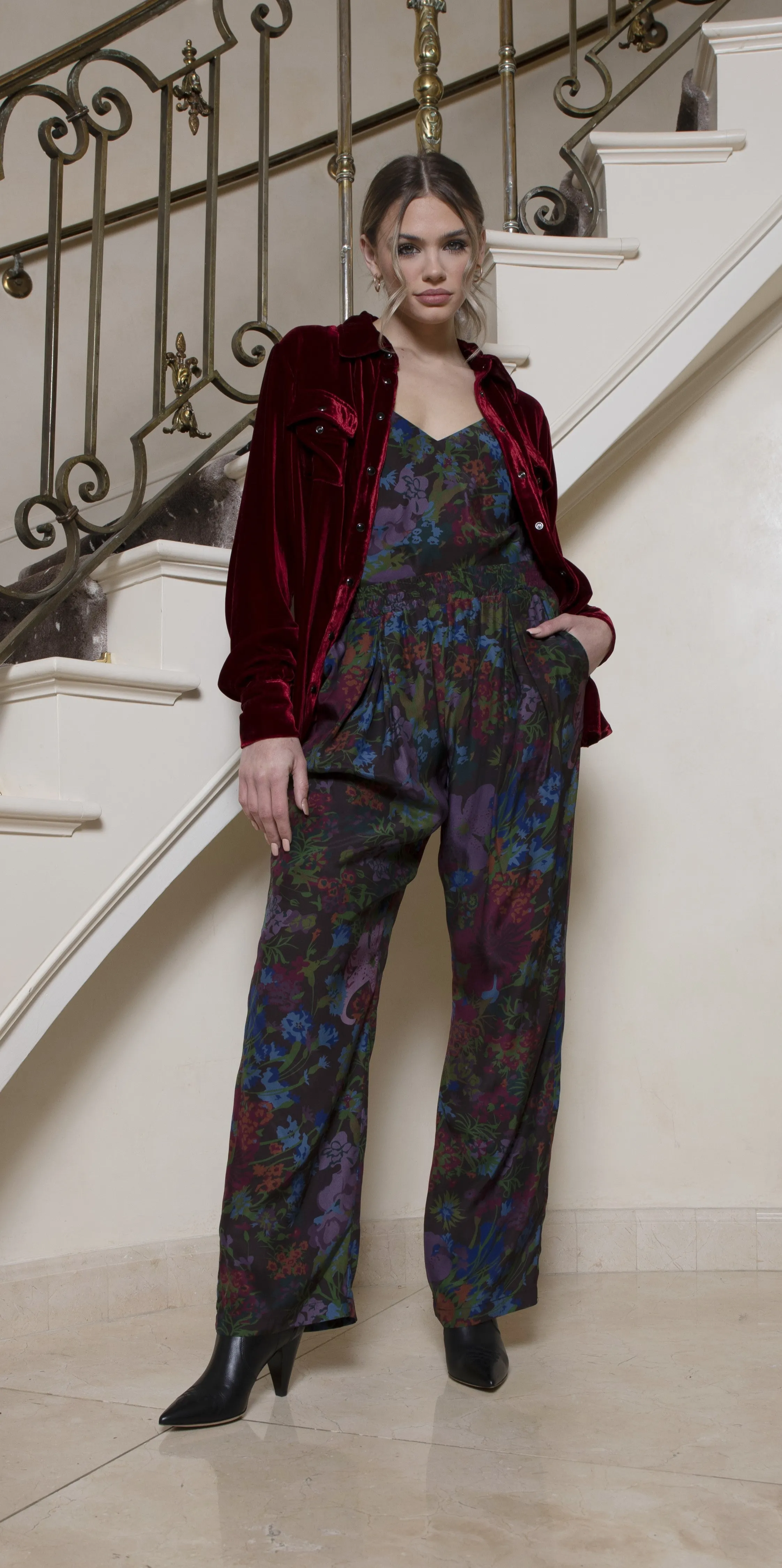 Printed Silk Cami Chocolate Winter