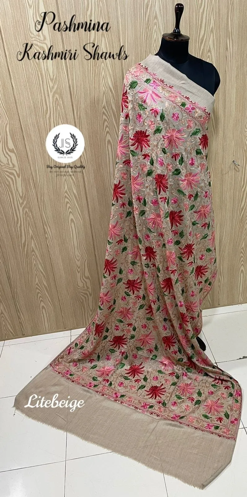 Pure Wool Embroidered Kashmiri Shawls
