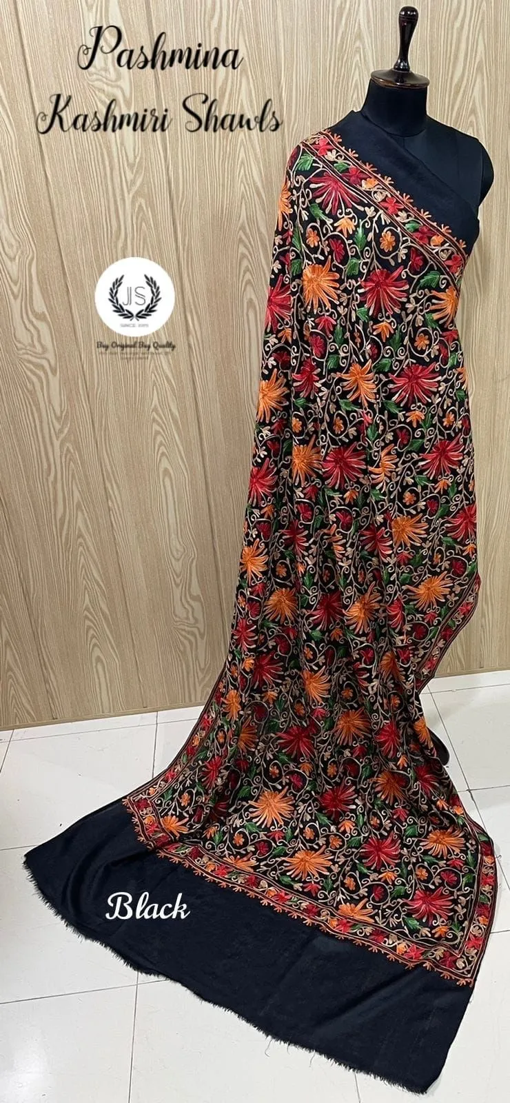 Pure Wool Embroidered Kashmiri Shawls