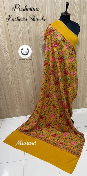Pure Wool Embroidered Kashmiri Shawls