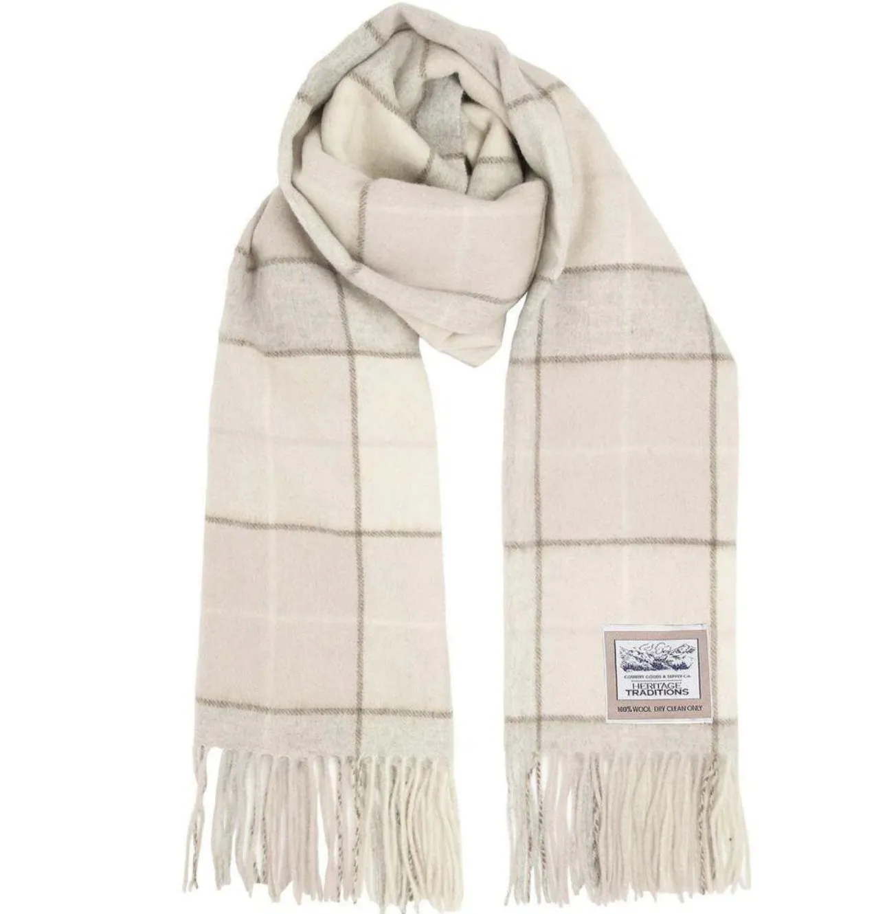 Pure Wool Scarf - Box Check Natural