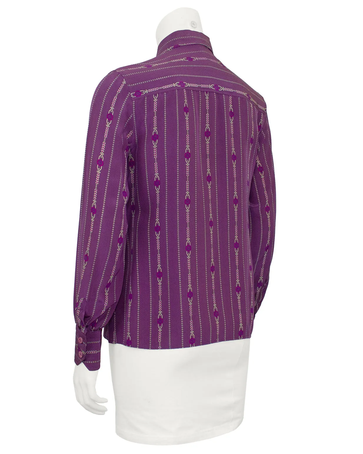 Purple Silk Blouse with Chainlink Pattern