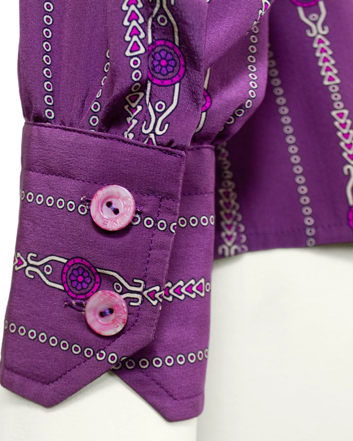 Purple Silk Blouse with Chainlink Pattern