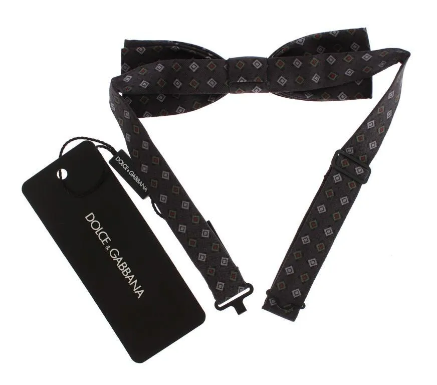 Purple Square Multicolor Silk Tied Bow Tie
