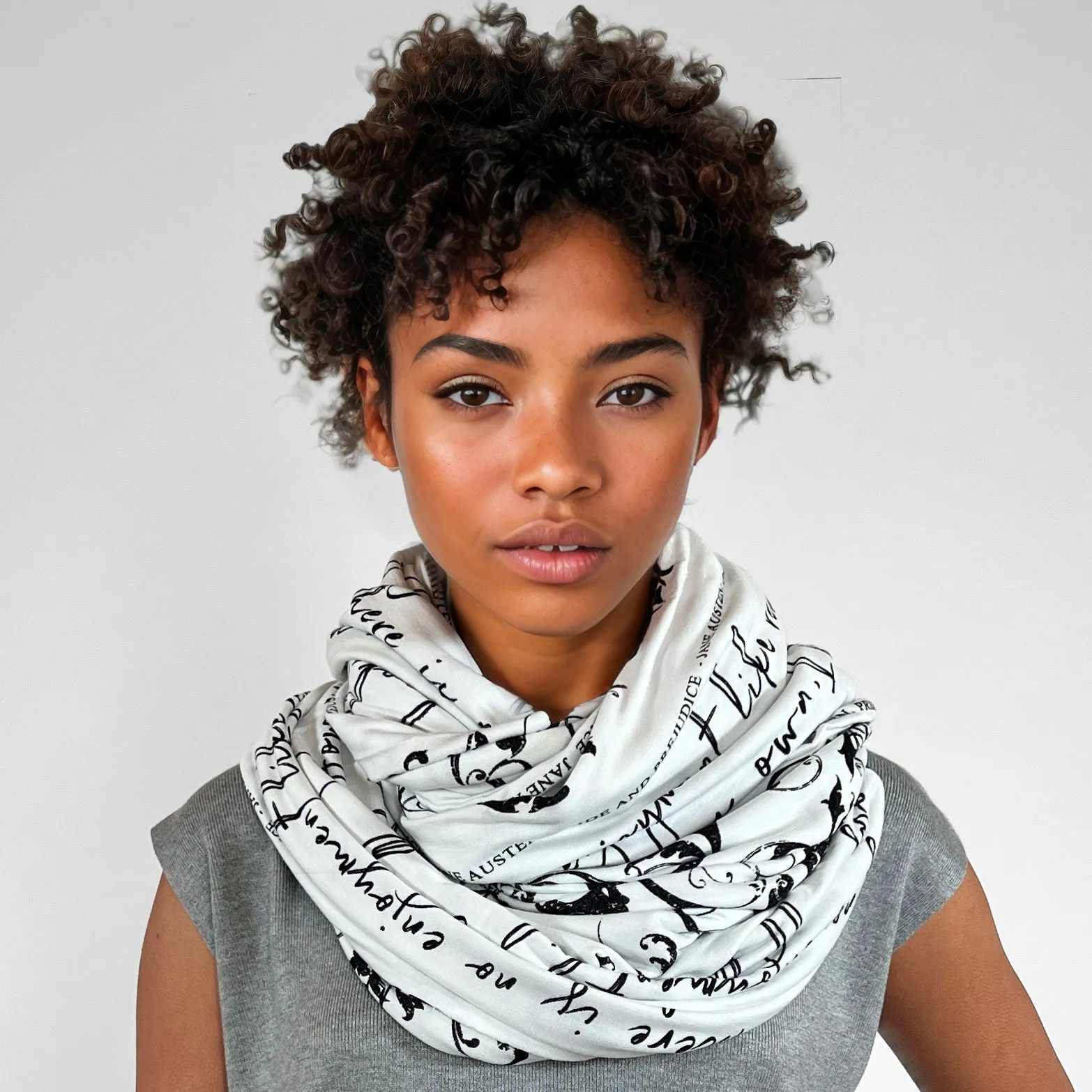 "Pride and Prejudice" book scarf. "The Library" Quote