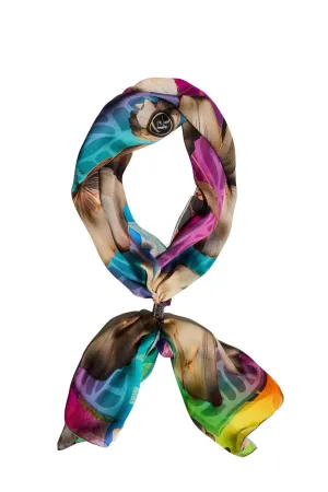 Rainbow Blossom Silk Scarf