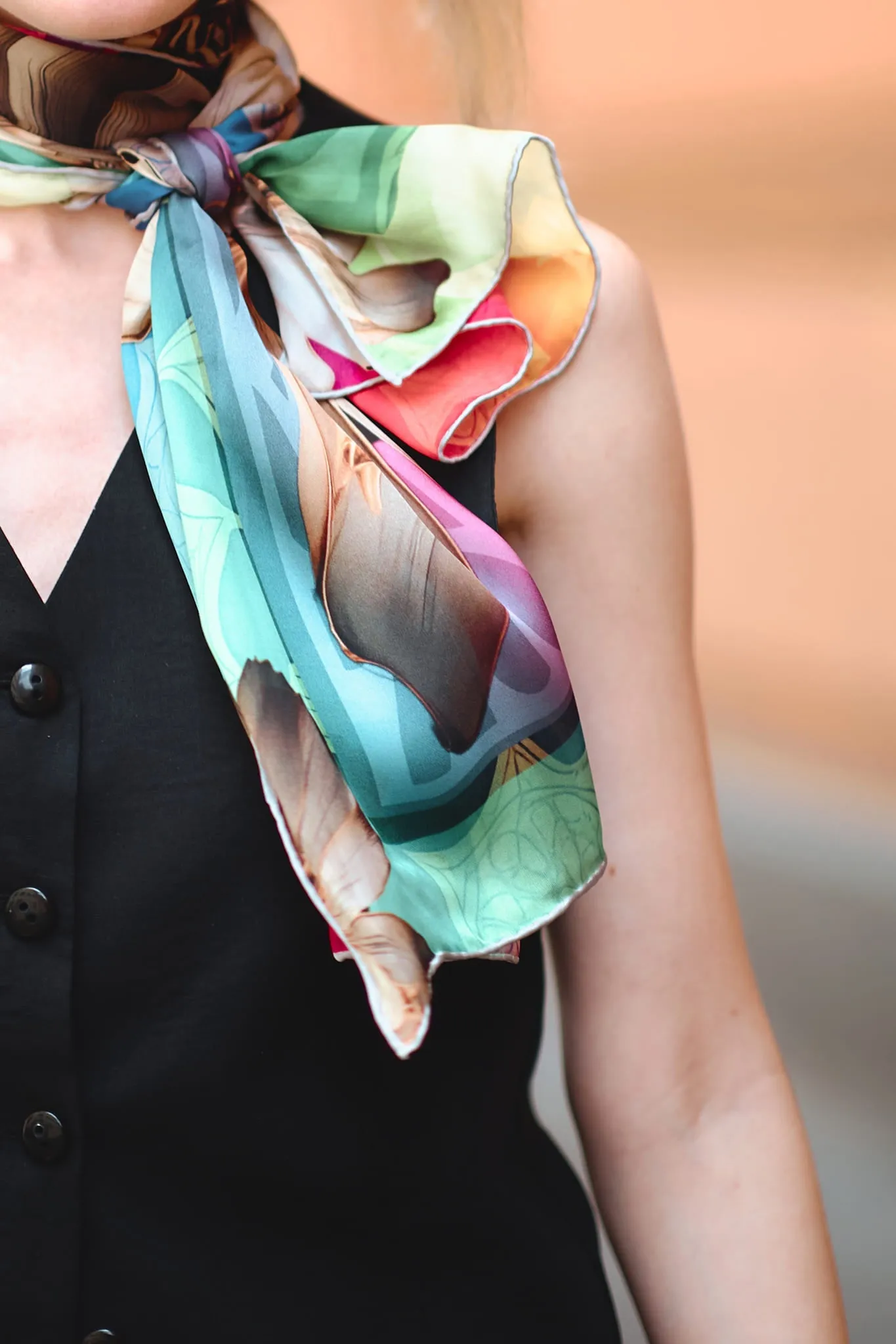 Rainbow Blossom Silk Scarf
