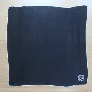 Ralph Lauren Purple Label Art Deco Logo Scarf Black Silk Chiffon