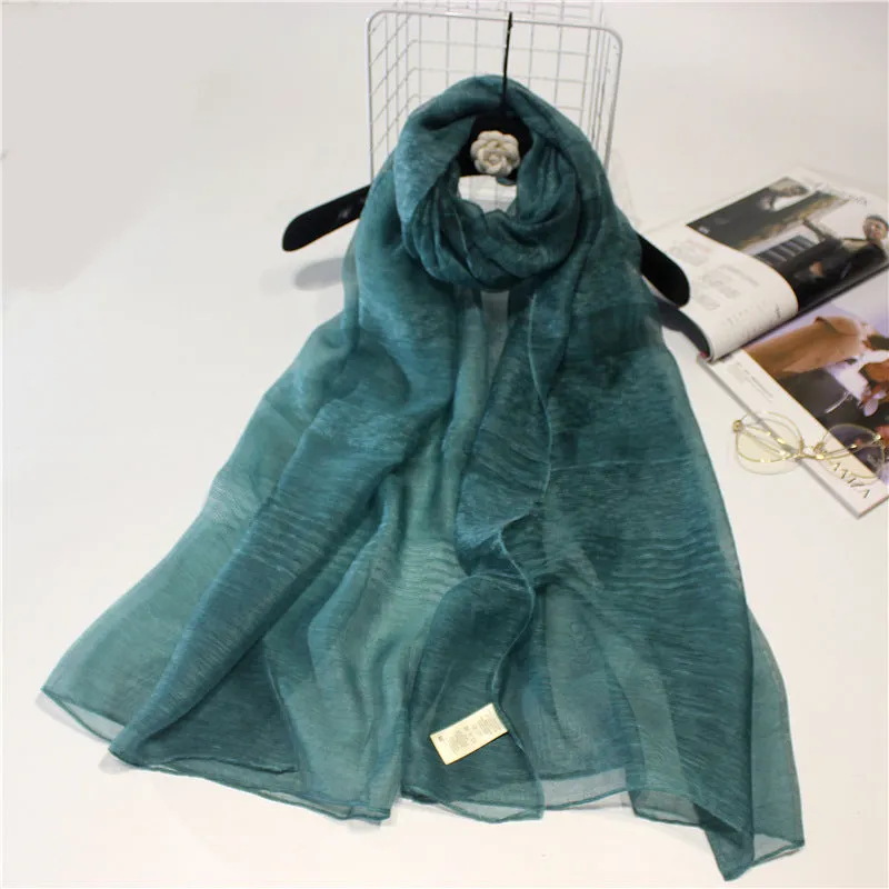 Real Silk Wool Long Scarf Shawl 90x200
