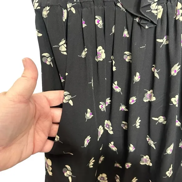 Rebecca Taylor Silk Ghost Floral Ruffle Zipper Front Dress