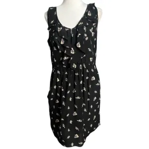 Rebecca Taylor Silk Ghost Floral Ruffle Zipper Front Dress