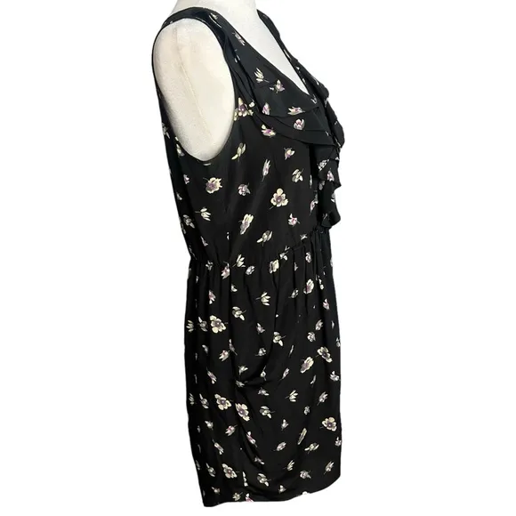 Rebecca Taylor Silk Ghost Floral Ruffle Zipper Front Dress
