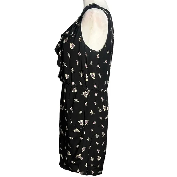 Rebecca Taylor Silk Ghost Floral Ruffle Zipper Front Dress