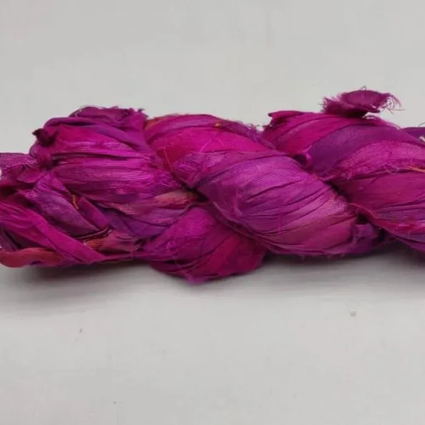 Recycled Sari Silk Ribbon - BubbleGum