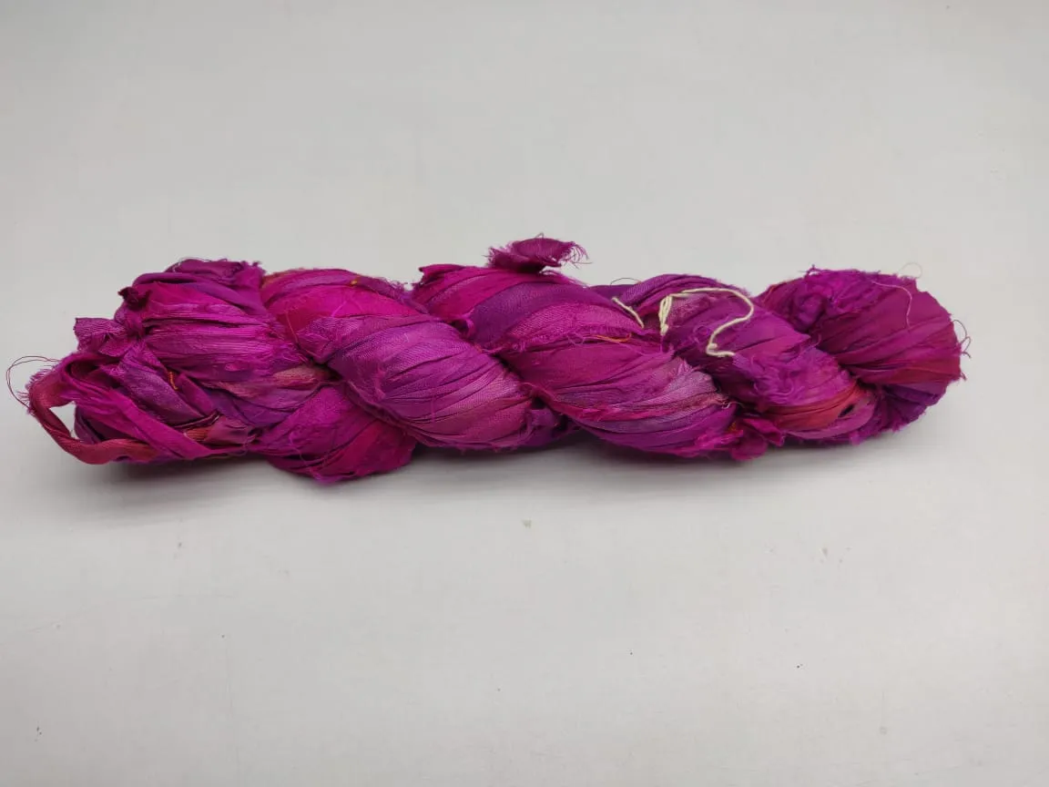 Recycled Sari Silk Ribbon - BubbleGum